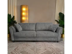 Canapé direito de 4 lugares em veludo cotelê cinza escuro LUCERNE - Confortável, elegante e contemporâneo*Concept-Usine Hot