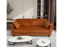 Concept-Usine Sofá*Canapé direito de 4 lugares em veludo cotelê LUCERNE - Confortável e elegante Terracota