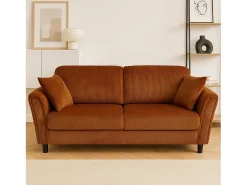 Concept-Usine Sofá*Canapé direito de 4 lugares em veludo cotelê LUCERNE - Confortável e elegante Terracota
