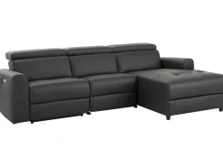 Loft24 Sofá*Capena | Sofá Chaise Lounge 3 Lugares Elétrico Direito Cinzento
