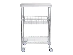 Móvel De Arrumação*Carriça utilitária SucceBuy 61 x 50 x 93 cm, 213 kg, 3 níveis, 6 ganchos, carrinho de rodas Prateado