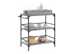 vidaxl Móvel De Arrumação*Carrinho cozinha 81,5x41x92,5 cm derivados madeira cinza sonoma Cinzento