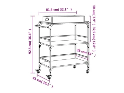 vidaxl Móvel De Arrumação*Carrinho cozinha 81,5x41x92,5 cm derivados madeira cinza sonoma Cinzento