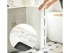 Clearance Carrinho de arrumação 45x17x83 cm branco e cinza Móvel De Arrumação