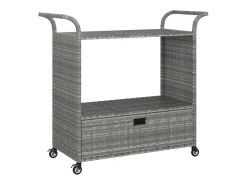 vidaxl Móvel De Arrumação*Carrinho de bar com gaveta 100x45x97 cm vime PE Cinzento