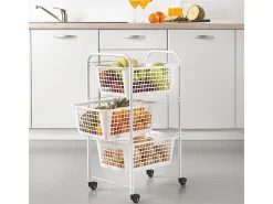 Carrinho de Cozinha com Rodas 3 Cestos Removíveis^METALTEX Discount