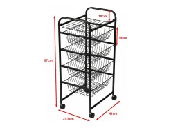 Carrinho de cozinha com rodinhas 87 x 41 x 31,5 cm com 4 cestos 03_0006794*Helloshop26 Clearance