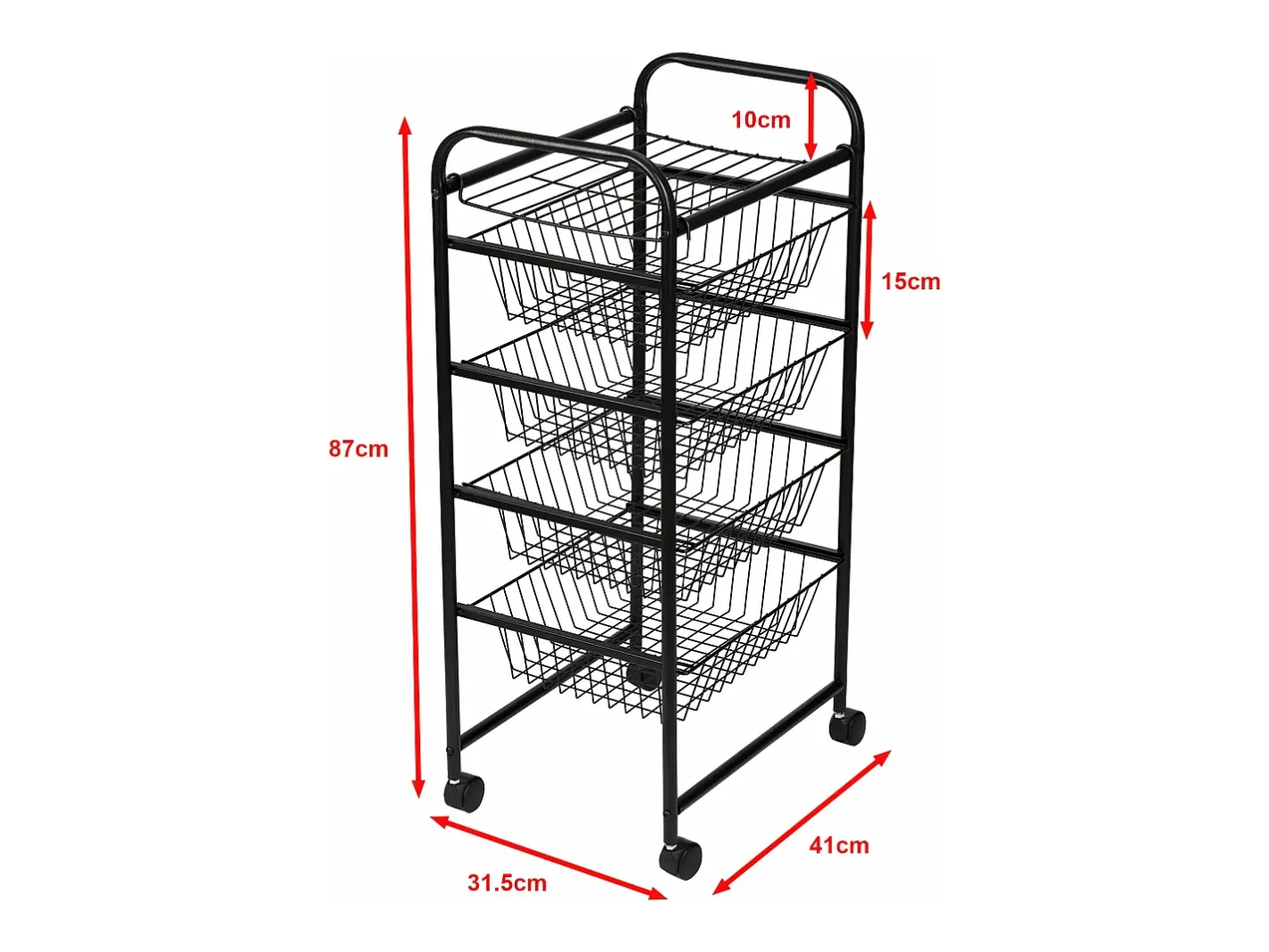 Carrinho de cozinha com rodinhas 87 x 41 x 31,5 cm com 4 cestos 03_0006794*Helloshop26 Clearance