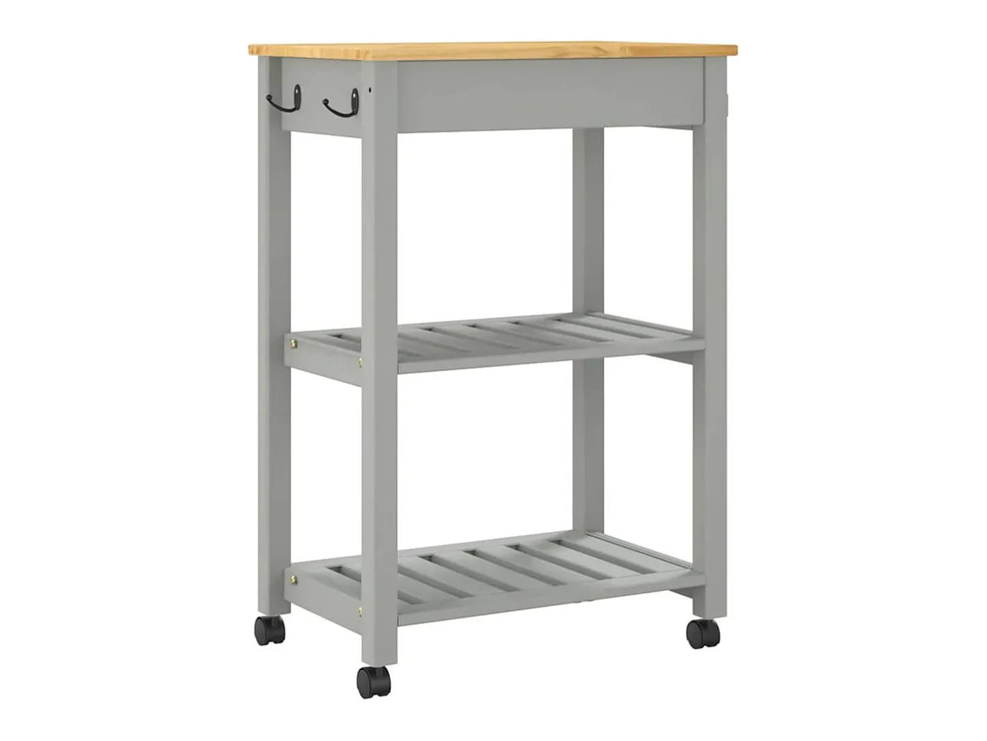 vidaxl Móvel De Arrumação*Carrinho de cozinha MONZA 60x40x88,5 cm madeira de pinho maciça Cinzento