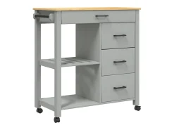 vidaxl Móvel De Arrumação*Carrinho de cozinha MONZA 84x40x88,5 cm madeira de pinho maciça Cinzento