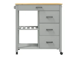 vidaxl Móvel De Arrumação*Carrinho de cozinha MONZA 84x40x88,5 cm madeira de pinho maciça Cinzento