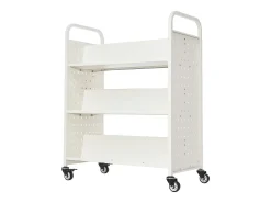 Acessórios De Arrumação*Carrinho de Livros SucceBuy, Capacidade de Carga 150 kg, Carrinho de Biblioteca, 97x51,5x122,5 cm, Prateleira de Armazenamento de Livros Dupla Face, para Sala Branco