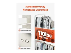 Acessórios De Arrumação*Carrinho de Livros SucceBuy, Capacidade de Carga 150 kg, Carrinho de Biblioteca, 97x51,5x122,5 cm, Prateleira de Armazenamento de Livros Dupla Face, para Sala Branco