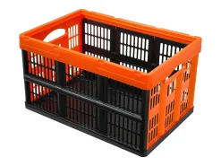 Acessórios De Arrumação|Cesto*Cestas de Armazenamento SucceBuy Dobráveis, 45 L, Plástico Dobrável, Lote de 3, Empilháveis - Solução Prática para Organizar e Guardar Pertences Cor de laranja