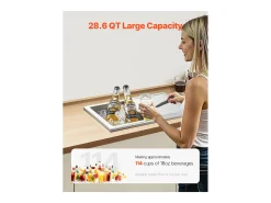 Cofre Térmico de Encastrar em Aço Inoxidável SucceBuy, 45,5 x 30,5 x 38,5 cm, Caixa de Gelo de 27,1 L, Recipiente Comercial para Armazenamento Exterior para Vinho^