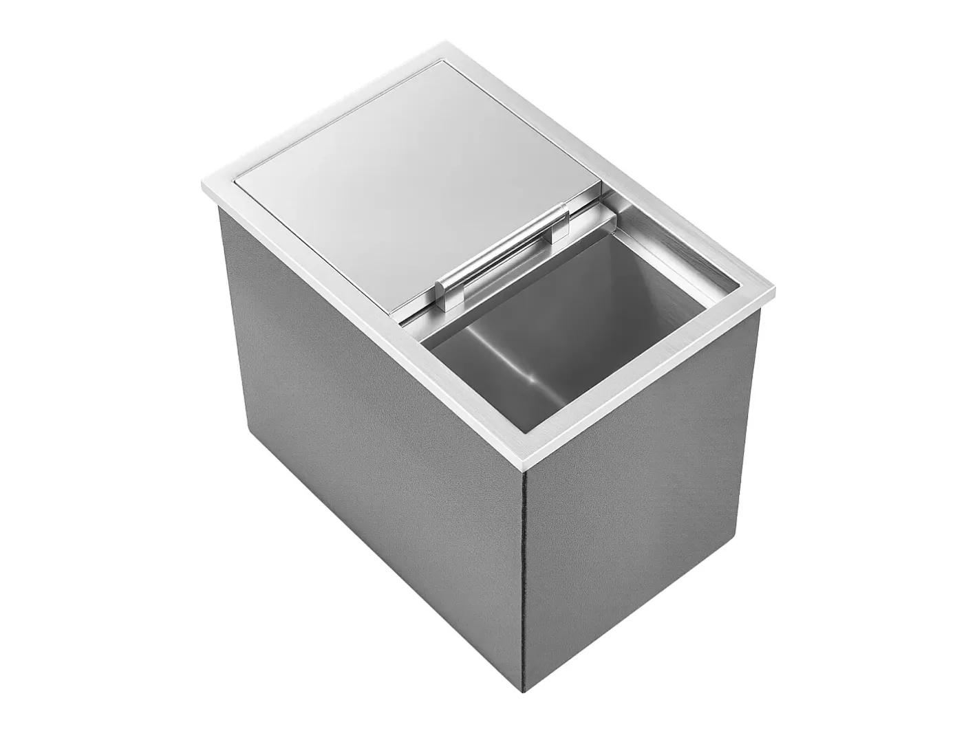 Cofre Térmico de Encastrar em Aço Inoxidável SucceBuy, 45,5 x 30,5 x 38,5 cm, Caixa de Gelo de 27,1 L, Recipiente Comercial para Armazenamento Exterior para Vinho^