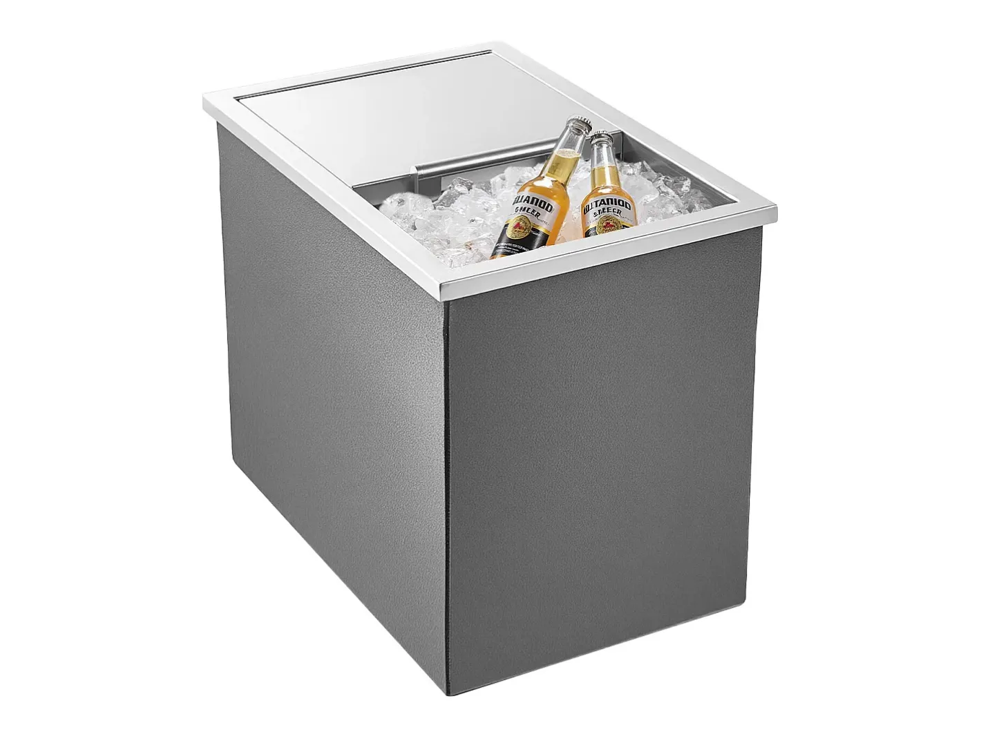 Cofre Térmico de Encastrar em Aço Inoxidável SucceBuy, 45,5 x 30,5 x 38,5 cm, Caixa de Gelo de 27,1 L, Recipiente Comercial para Armazenamento Exterior para Vinho^