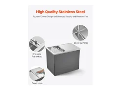 Cofre Térmico de Encastrar em Aço Inoxidável SucceBuy, 45,5 x 30,5 x 38,5 cm, Caixa de Gelo de 27,1 L, Recipiente Comercial para Armazenamento Exterior para Vinho^