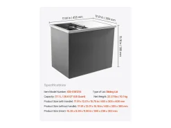 Cofre Térmico de Encastrar em Aço Inoxidável SucceBuy, 45,5 x 30,5 x 38,5 cm, Caixa de Gelo de 27,1 L, Recipiente Comercial para Armazenamento Exterior para Vinho^