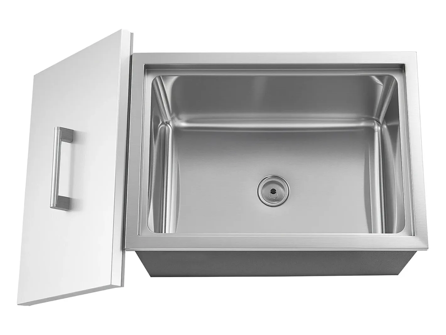 Acessório Vinho E Bar*Cofre Térmico de Encastrar em Aço Inoxidável SucceBuy, 50,8 x 35,5 x 30,6 cm, Caixa de Gelo Comercial para Exterior de 30 L para Vinho e Cerveja Gelados Prateado