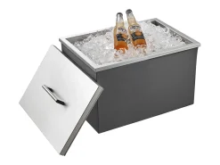 Acessório Vinho E Bar*Cofre Térmico de Encastrar em Aço Inoxidável SucceBuy, 50,8 x 35,5 x 30,6 cm, Caixa de Gelo Comercial para Exterior de 30 L para Vinho e Cerveja Gelados Prateado
