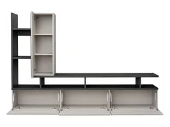 Composição de parede CRONOS – Móvel para TV e armazenamentos suspensos – Carvalho Grafite e Cashmere^Price Factory Best