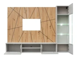 Composição de parede IXAR geométrica – Móvel para TV + vitrine suspensa + painéis decorativos^Price Factory Hot