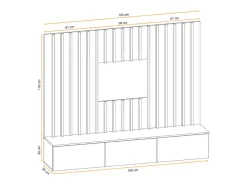 Composição de parede TASHYA – Móvel para TV e painel de parede – Carvalho Artesão e branco areia^Price Factory