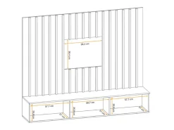 Composição de parede TASHYA – Móvel para TV e painel de parede – Carvalho Artesão e branco areia^Price Factory