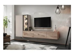 Composição mural CALIRE – Móvel para TV e armazenamentos suspensos – Carvalho Viking e Cashmere Móvel De Tv