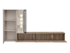 Composição mural CALIRE – Móvel para TV e armazenamentos suspensos – Carvalho Viking e Cashmere Móvel De Tv