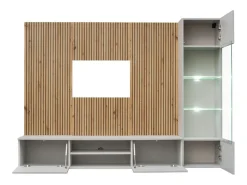 Composição mural IXAR – Móvel de TV e vitrine suspensa – Com LED^Price Factory Best