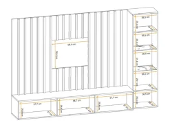 Composição mural TASHYA – Móvel para TV, vitrine suspensa e painel mural – Carvalho Artesão e branco areia^Price Factory Sale