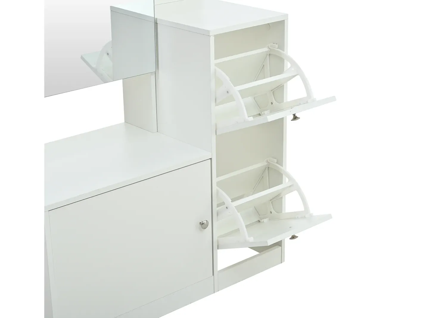 Online Conjunto cabideiro de entrada 85x40x180 cm - con espelho e 2 organizadores de sapatos - 2 portas - prateleiras abertas - Móvel De Entrada