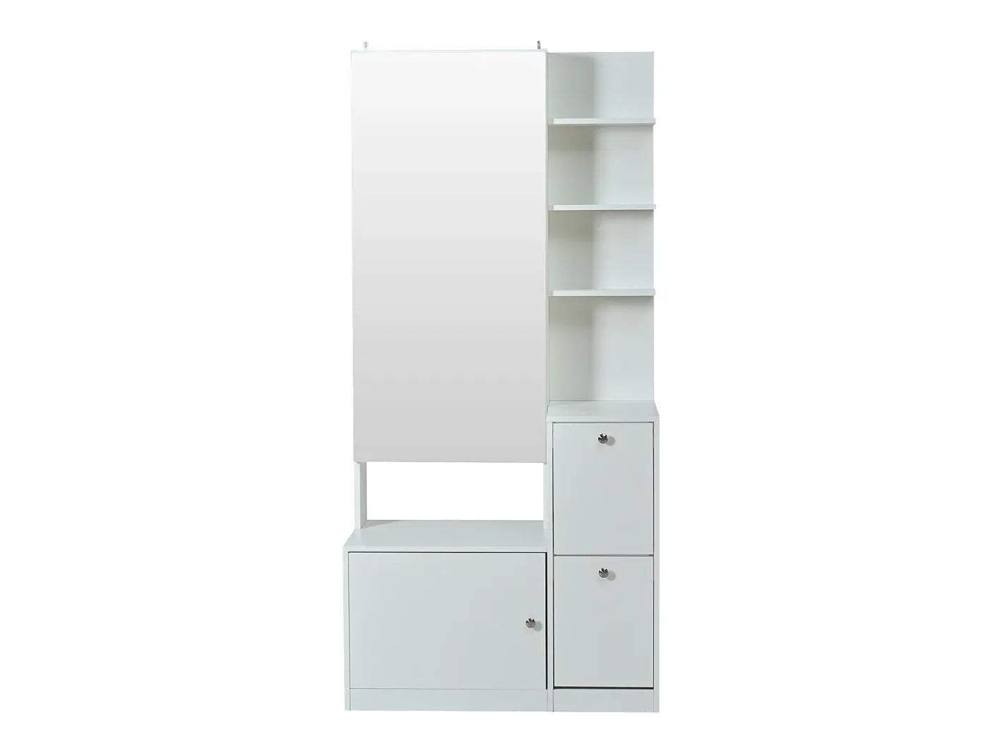 Online Conjunto cabideiro de entrada 85x40x180 cm - con espelho e 2 organizadores de sapatos - 2 portas - prateleiras abertas - Móvel De Entrada