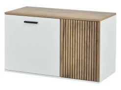 Outlet Conjunto cabideiro de entrada - Sapateiro e banco de sapatos - Barra de roupas e 4 ganchos - Espelho - Natural+ Móvel De Arrumação|Sapateira