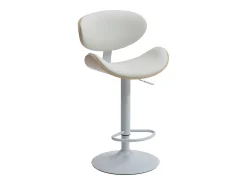 Vente-unique Banco*Conjunto de 2 bancos altos pele sintética, altura regulável, natural e branco - MONTENEGRO Natural claro / Branco