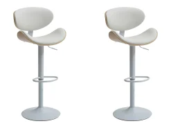 Vente-unique Banco*Conjunto de 2 bancos altos pele sintética, altura regulável, natural e branco - MONTENEGRO Natural claro / Branco