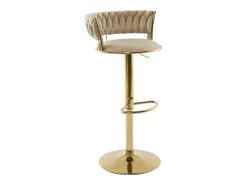 Vente-unique Banco*Conjunto de 2 bancos altos em veludo e metal dourado, altura regulável, cor - LOMYA Bege