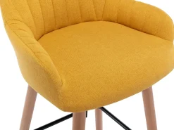 Conjunto de 2 bancos altos em tecido e pés em madeira de faia - Amarelo - ELEANA^Vente-unique Outlet