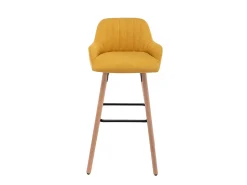 Conjunto de 2 bancos altos em tecido e pés em madeira de faia - Amarelo - ELEANA^Vente-unique Outlet
