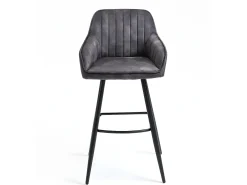 Conjunto de 2 bancos de bar - tecido e metal - antracite - BOND*Casa Vital Outlet
