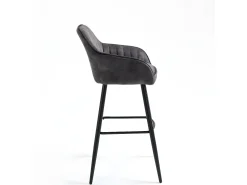 Conjunto de 2 bancos de bar - tecido e metal - antracite - BOND*Casa Vital Outlet
