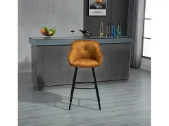 Hot Conjunto de 2 bancos de bar - tecido e metal - amarelo escuro - SHERRY Banco