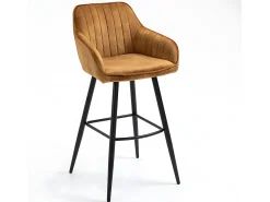 Conjunto de 2 bancos de bar - tecido e metal - amarelo escuro - BOND*Casa Vital Online