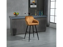 Conjunto de 2 bancos de bar - tecido e metal - amarelo escuro - BOND*Casa Vital Online