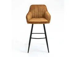 Conjunto de 2 bancos de bar - tecido e metal - amarelo escuro - BOND*Casa Vital Online