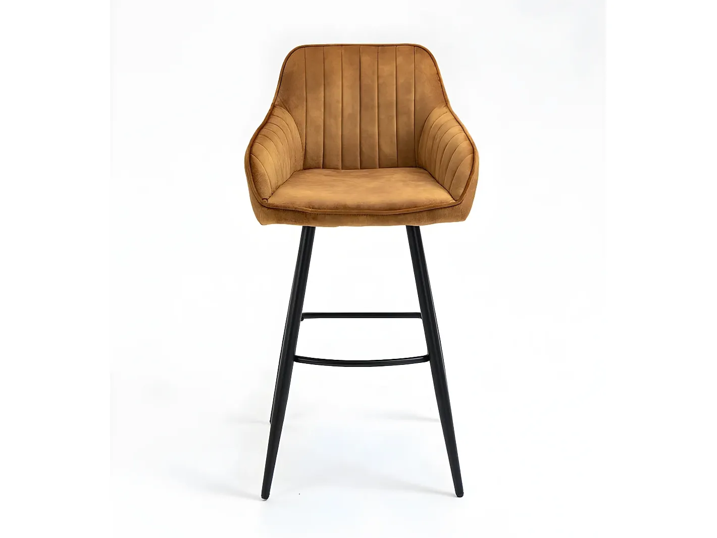 Conjunto de 2 bancos de bar - tecido e metal - amarelo escuro - BOND*Casa Vital Online