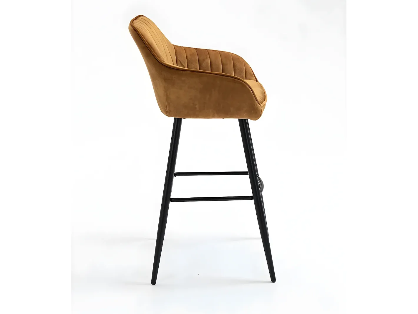 Conjunto de 2 bancos de bar - tecido e metal - amarelo escuro - BOND*Casa Vital Online