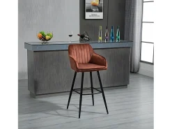 Casa Vital Banco*Conjunto de 2 bancos de bar - tecido e metal - - BOND Castanho